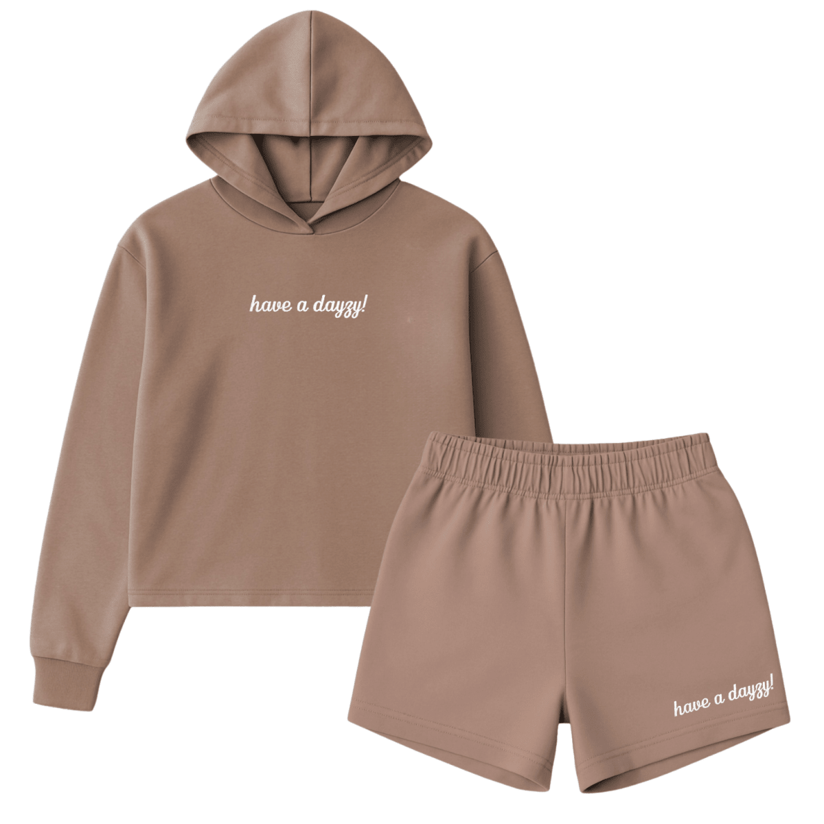Embroidered 'have a dayzy!' Cloud Hoodie & Shorts Set