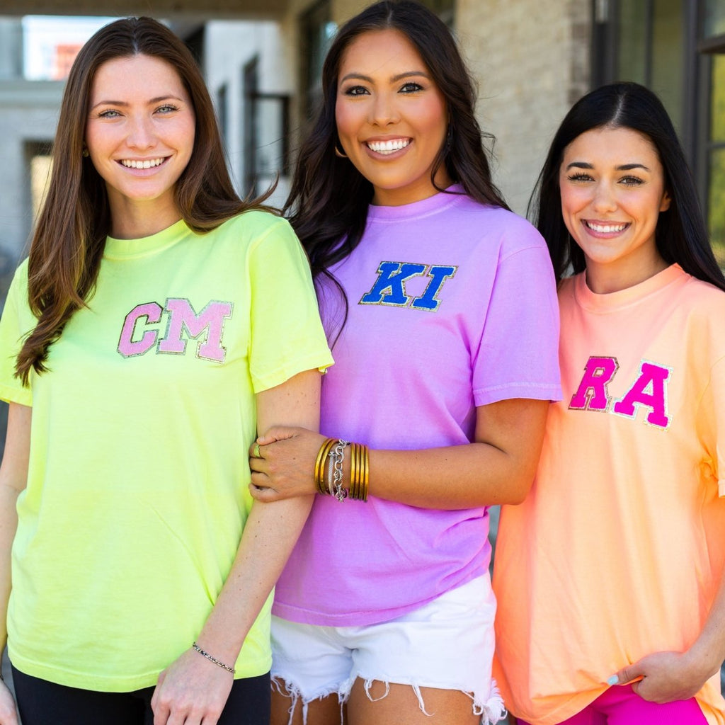 Initial Letter Patch Neon T-Shirt