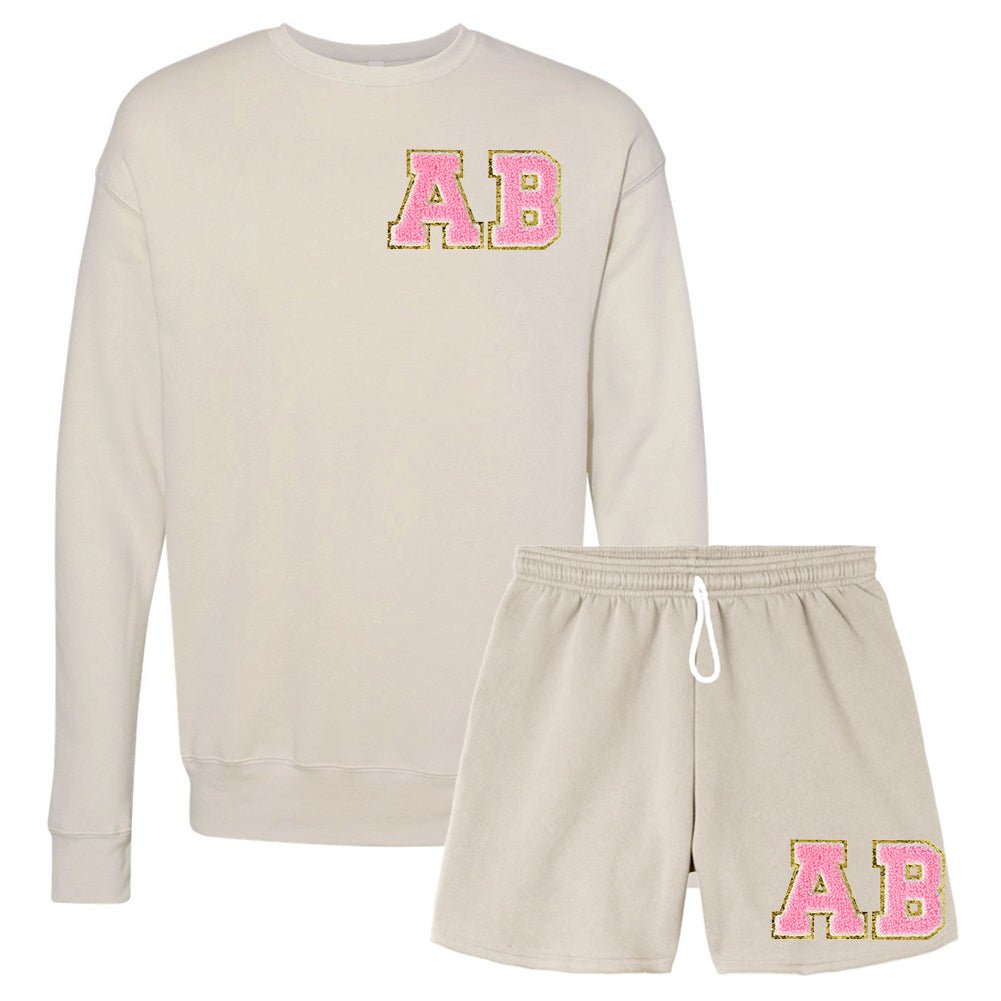Initialed Letter Patch Bella + Canvas Shorts Set