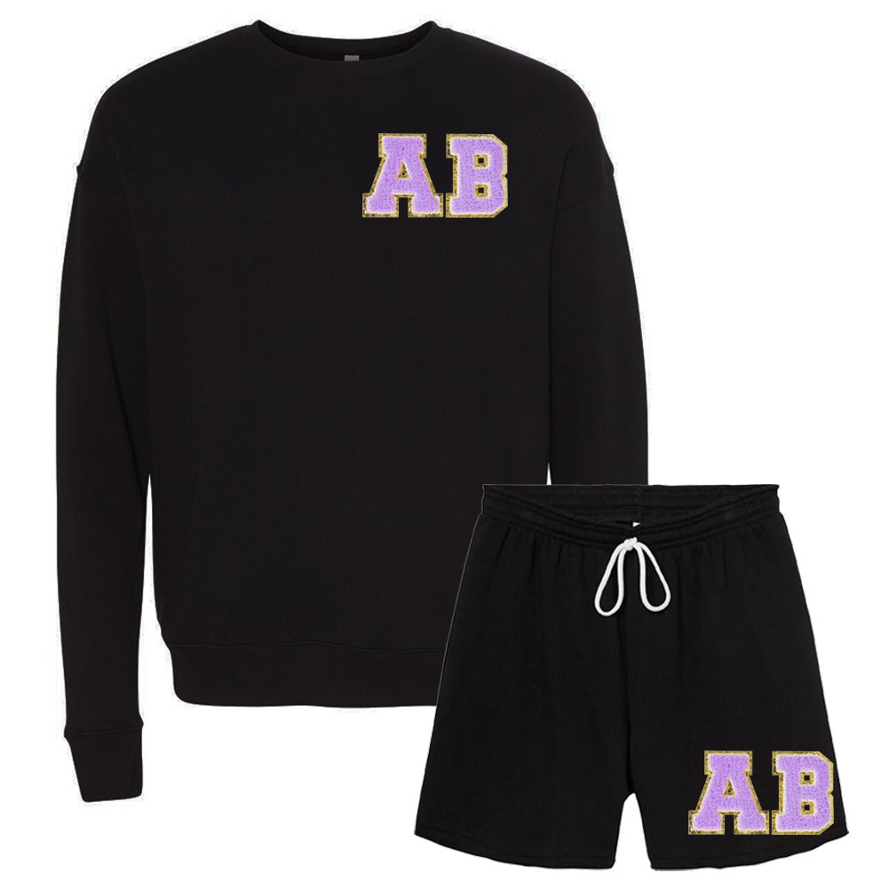 Initialed Letter Patch Bella + Canvas Shorts Set