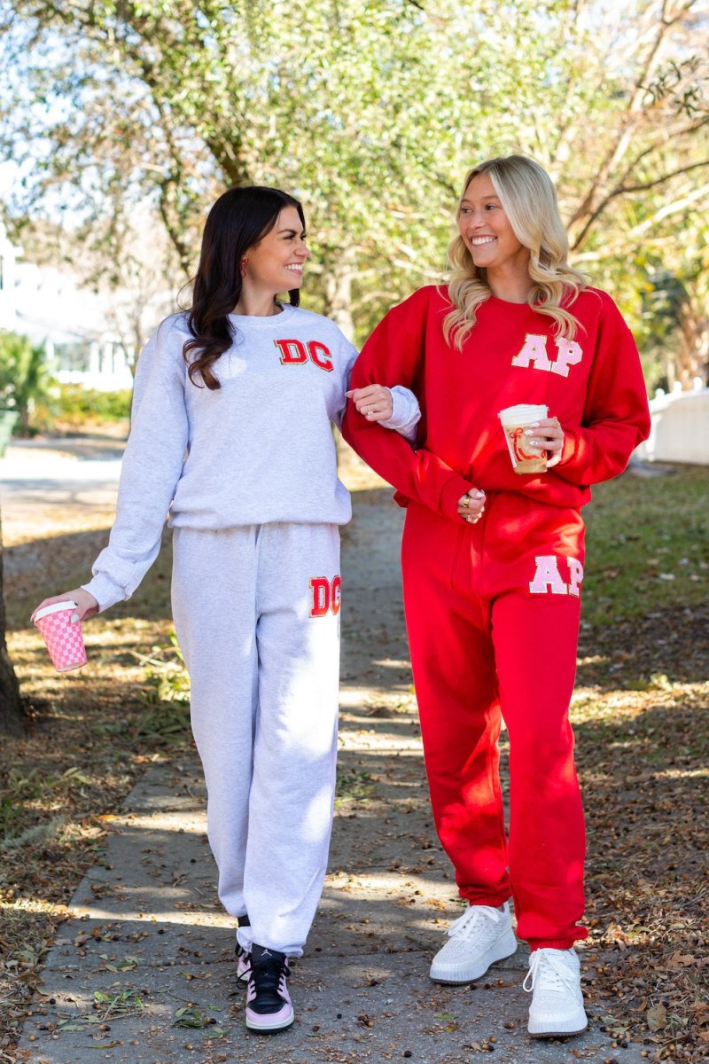 Initialed Letter Patch Sweat Set