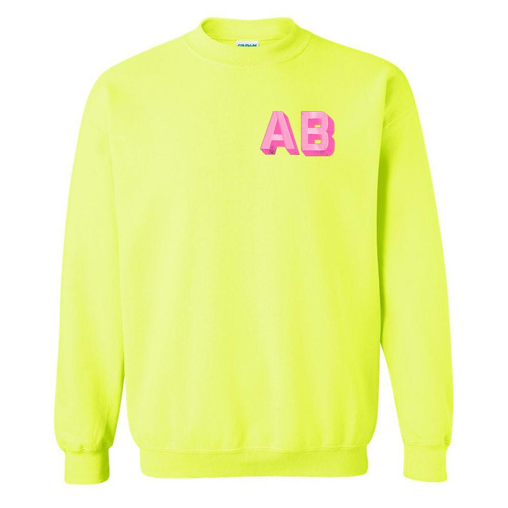 Neon Personalized Shadow Block Initials Sweatshirt