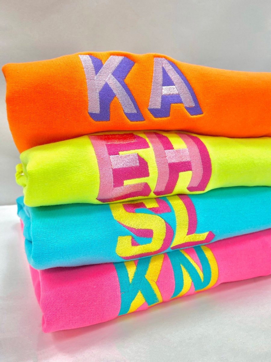 Neon Personalized Shadow Block Initials Sweatshirt