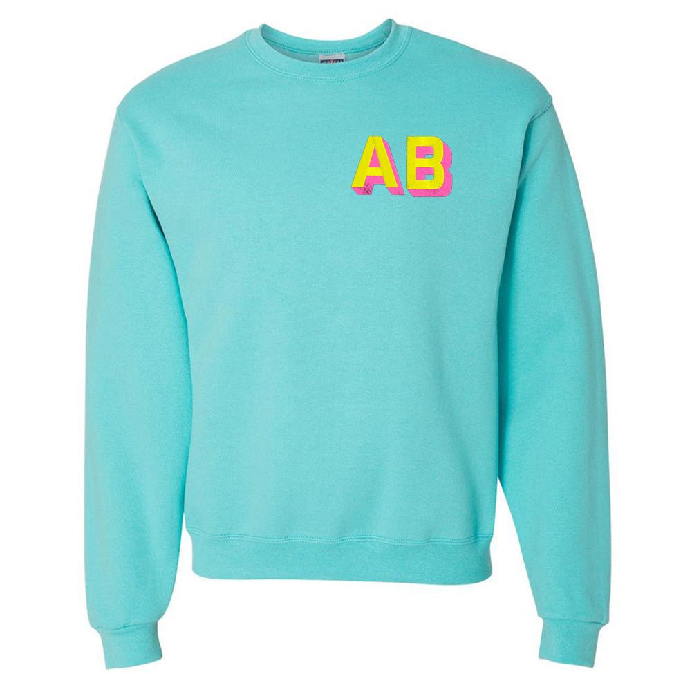Neon Personalized Shadow Block Initials Sweatshirt