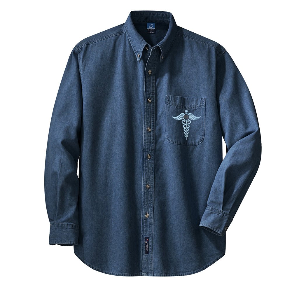 Monogrammed Caduceus Oversized Denim Shirt