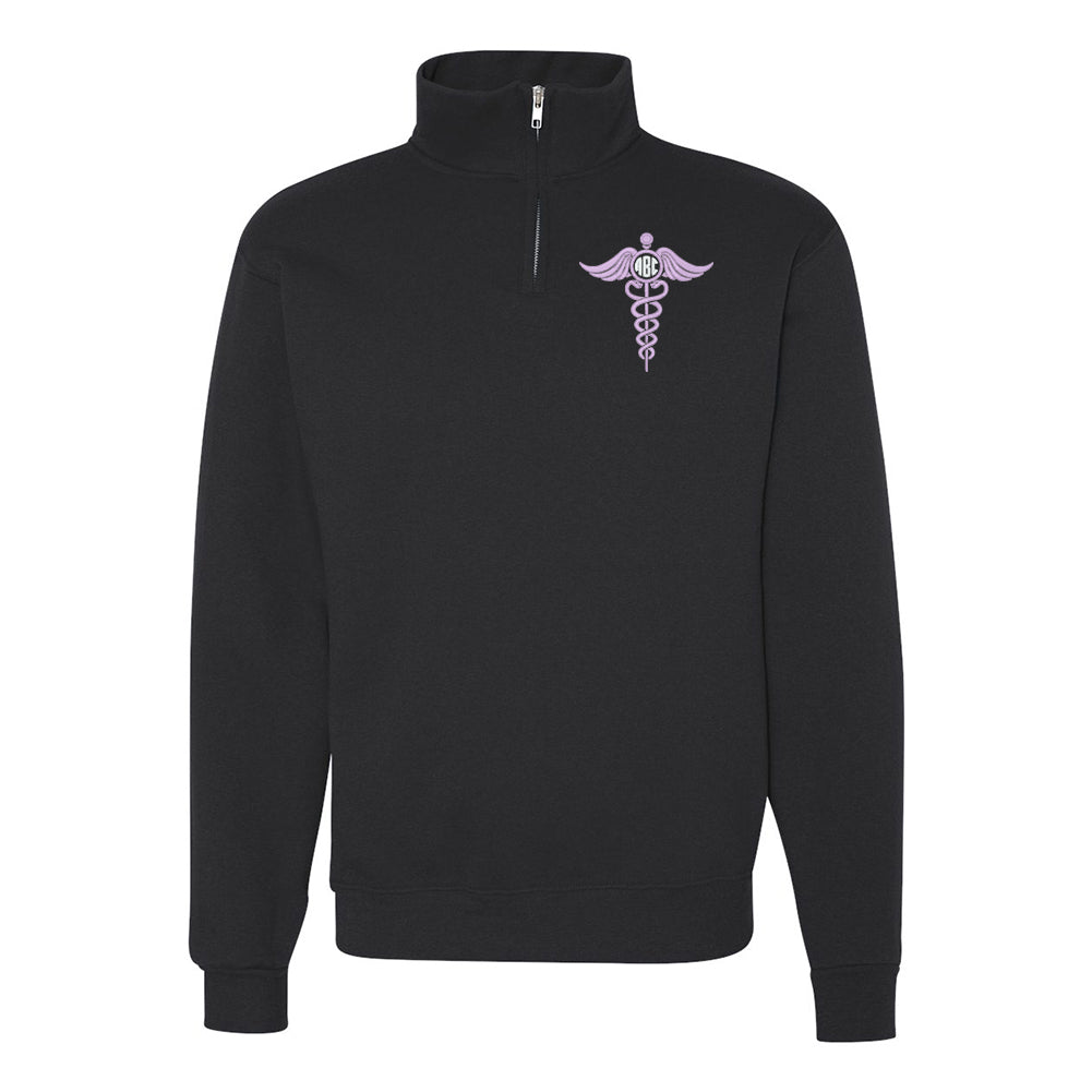Monogrammed Caduceus Quarter Zip Sweatshirt