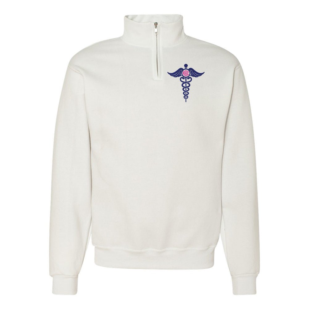 Monogrammed Caduceus Quarter Zip Sweatshirt