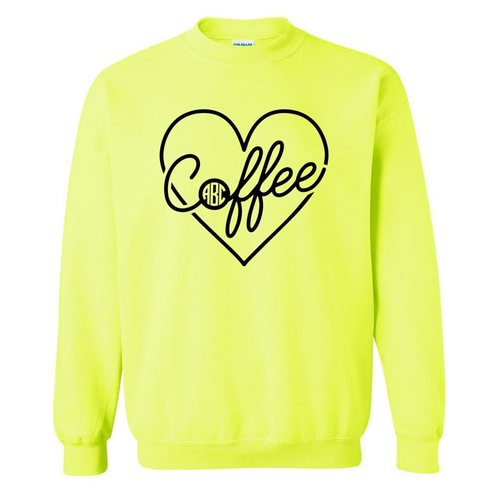 Monogrammed Neon 'Coffee Heart' Sweatshirt