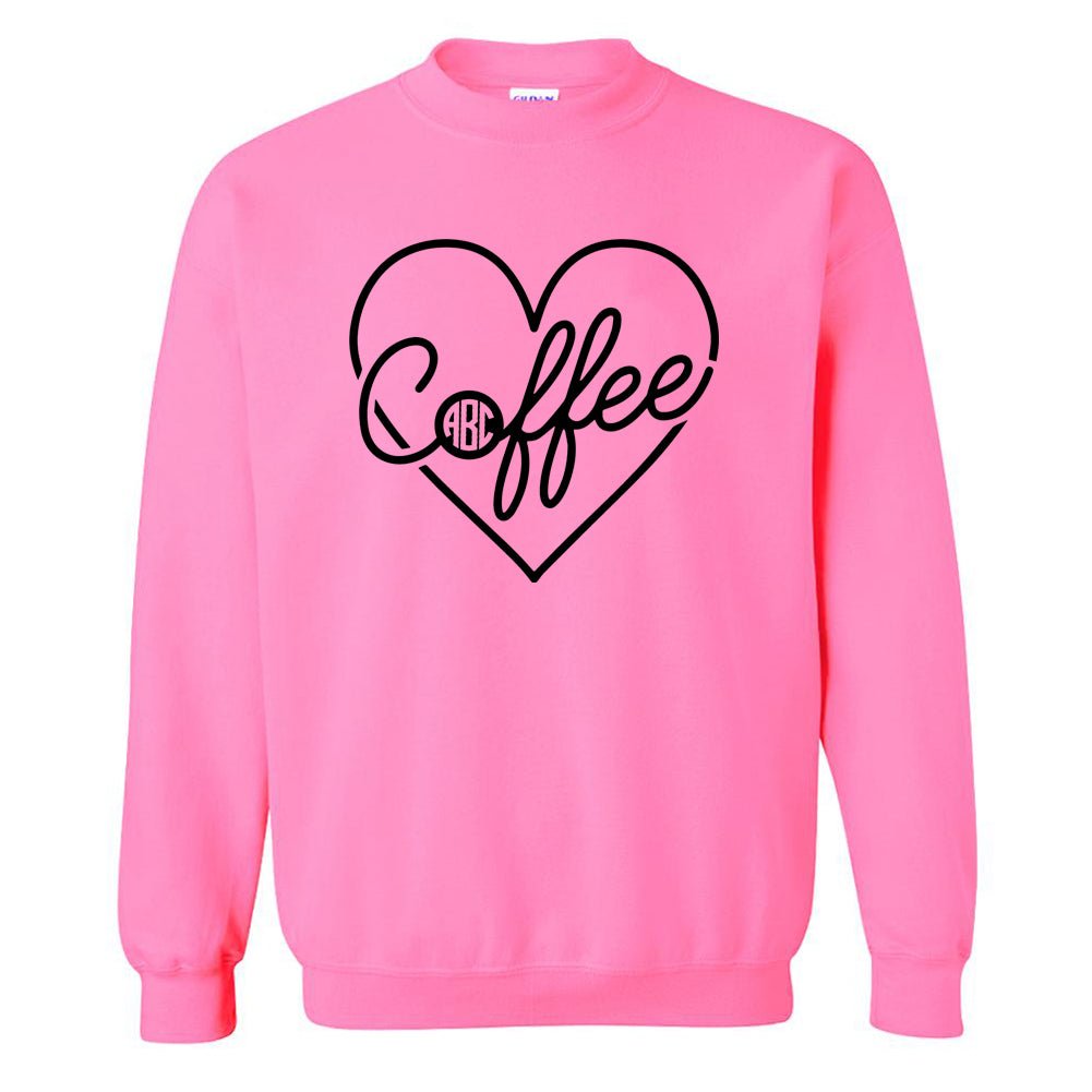 Monogrammed Neon 'Coffee Heart' Sweatshirt