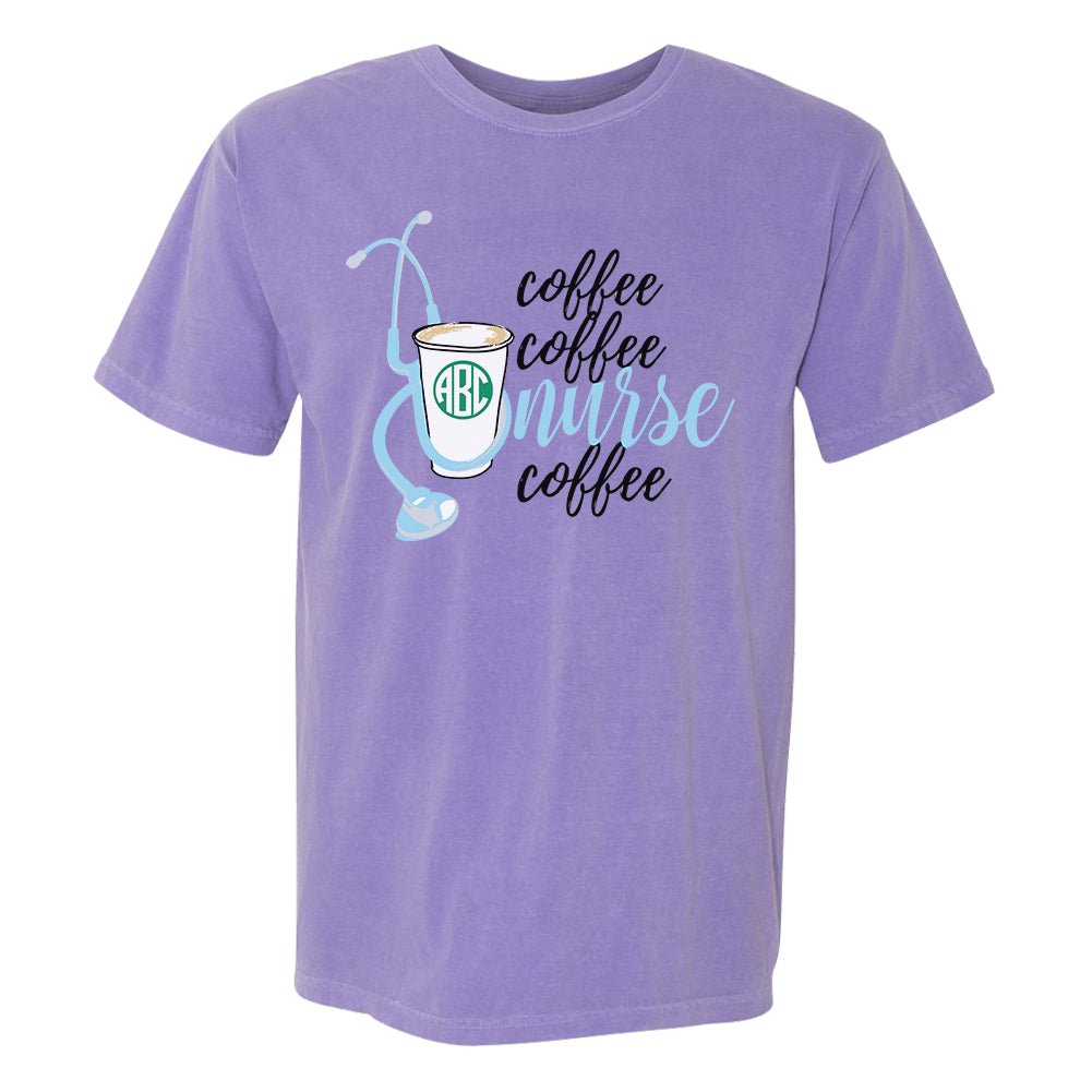 Monogrammed 'Coffee & Nurse' T-Shirt