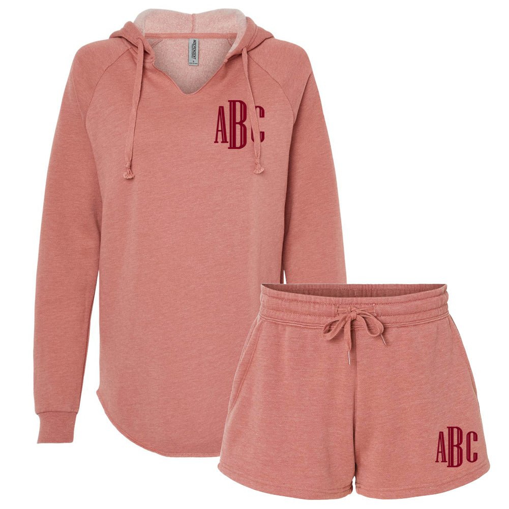 Monogrammed Wave Wash Hoodie & Shorts Set