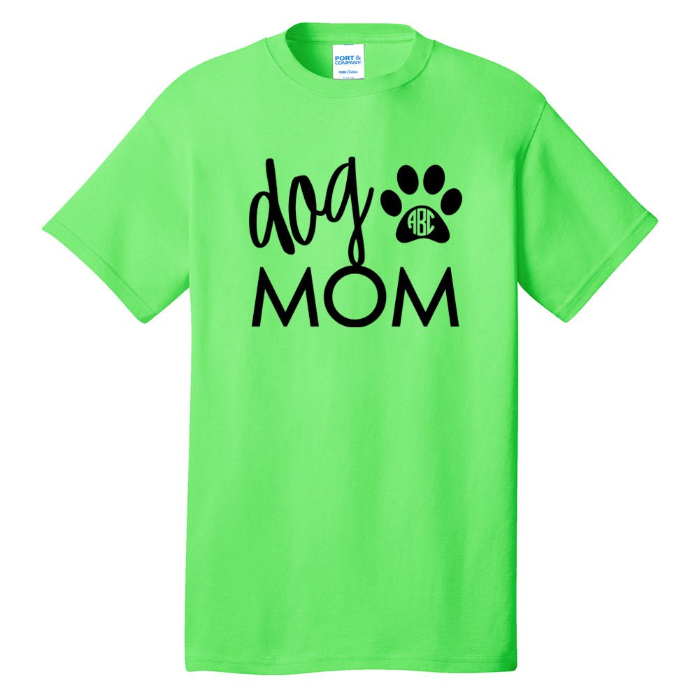 Monogrammed 'Dog Mom' Neon T-Shirt