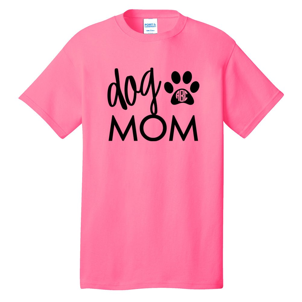 Monogrammed 'Dog Mom' Neon T-Shirt
