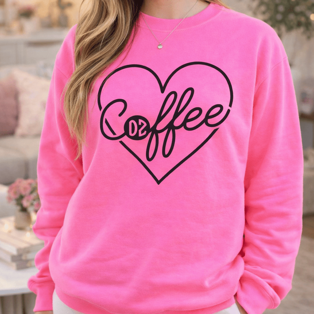 Monogrammed Neon 'Coffee Heart' Sweatshirt