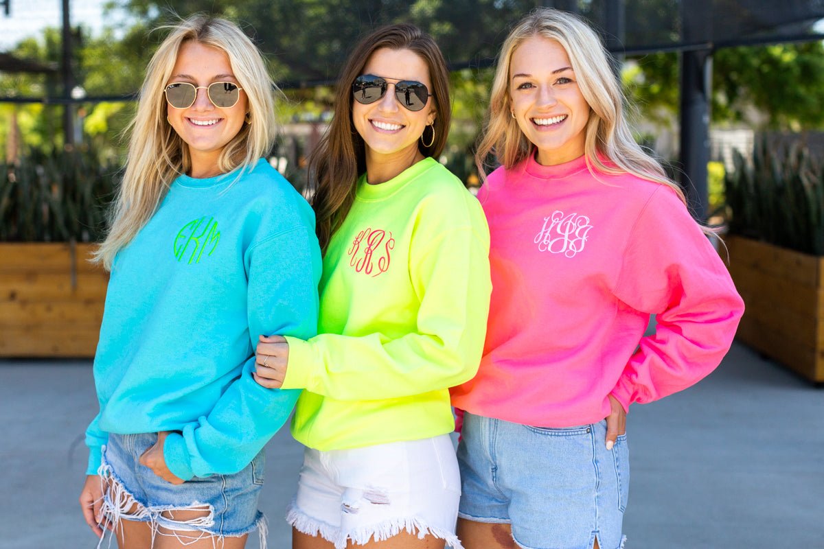 Monogrammed Neon Crewneck Sweatshirt