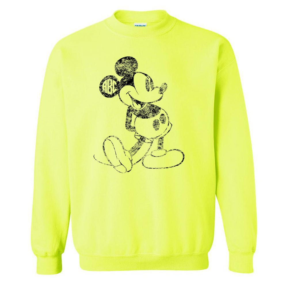 Monogrammed Neon 'Vintage Mickey' Crewneck Sweatshirt