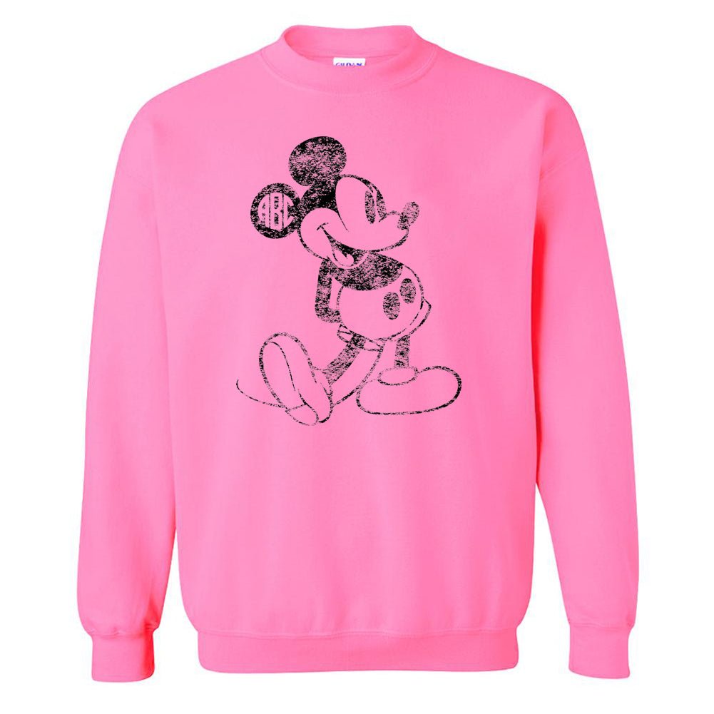 Monogrammed Neon 'Vintage Mickey' Crewneck Sweatshirt