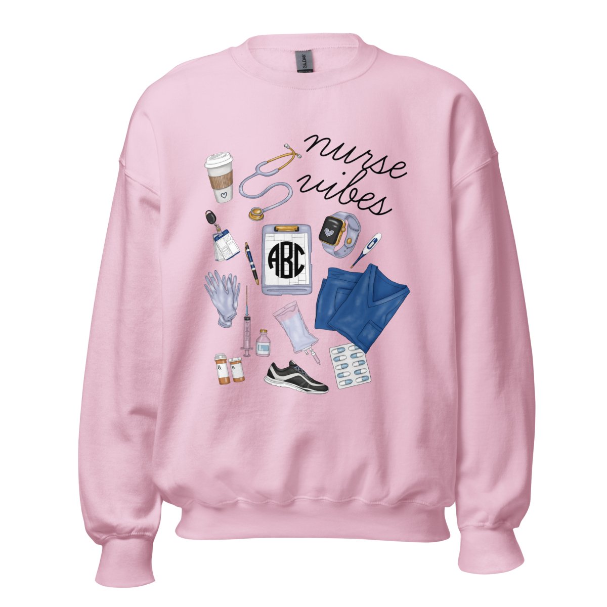 Monogrammed 'Nurse Vibes' Crewneck Sweatshirt