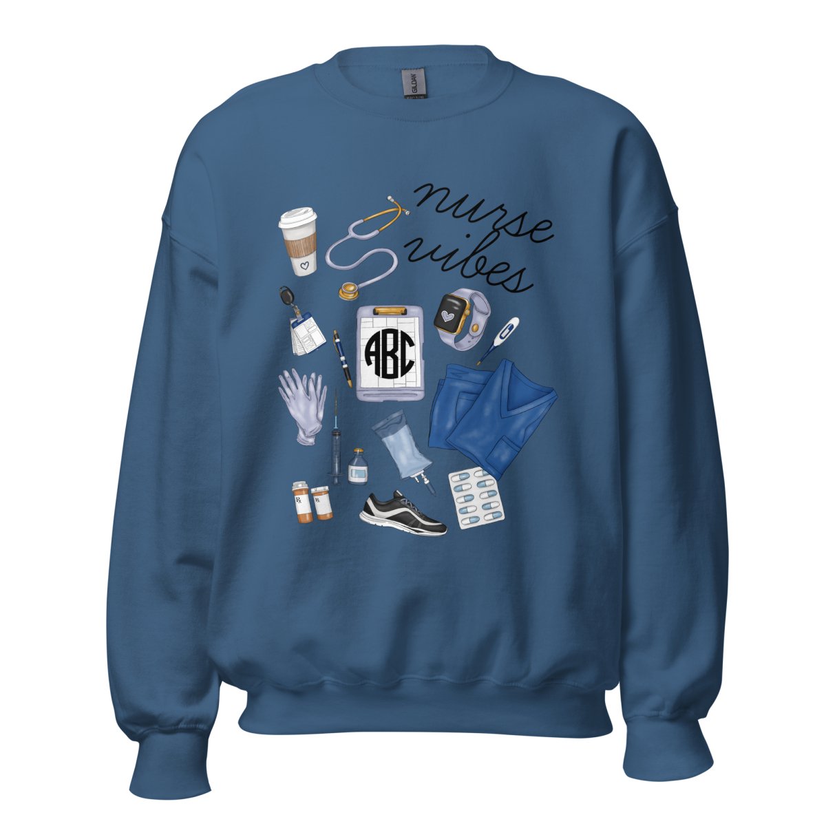 Monogrammed 'Nurse Vibes' Crewneck Sweatshirt