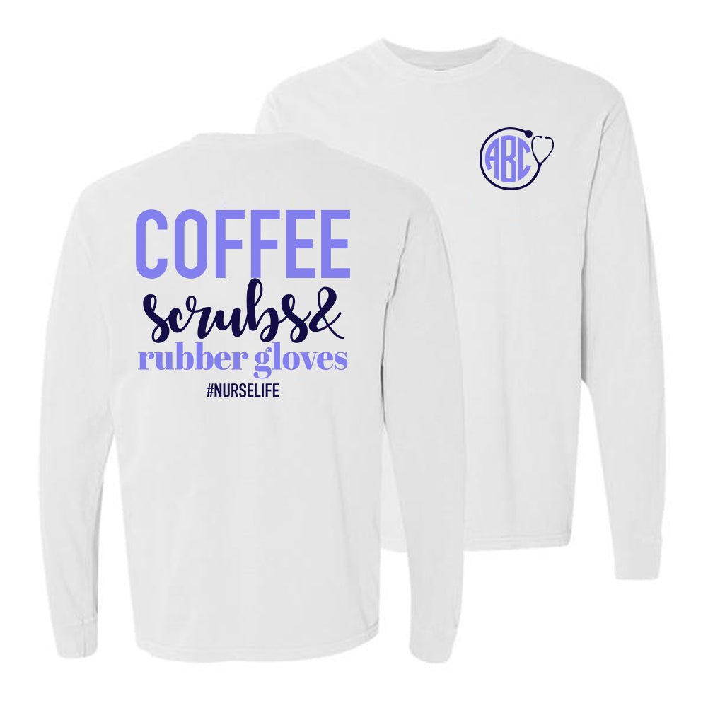 Monogrammed '#NurseLife' Front & Back Long Sleeve T-Shirt
