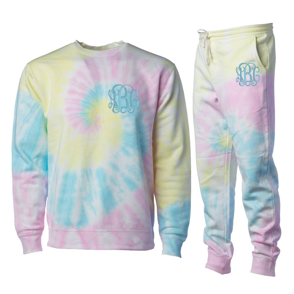 Monogrammed Pink Tie Dye Crewneck Jogger Set Package
