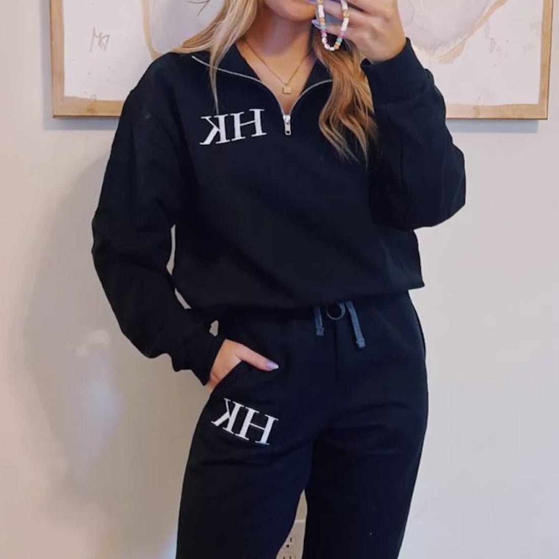 Monogrammed Quarter Zip Sweat Set