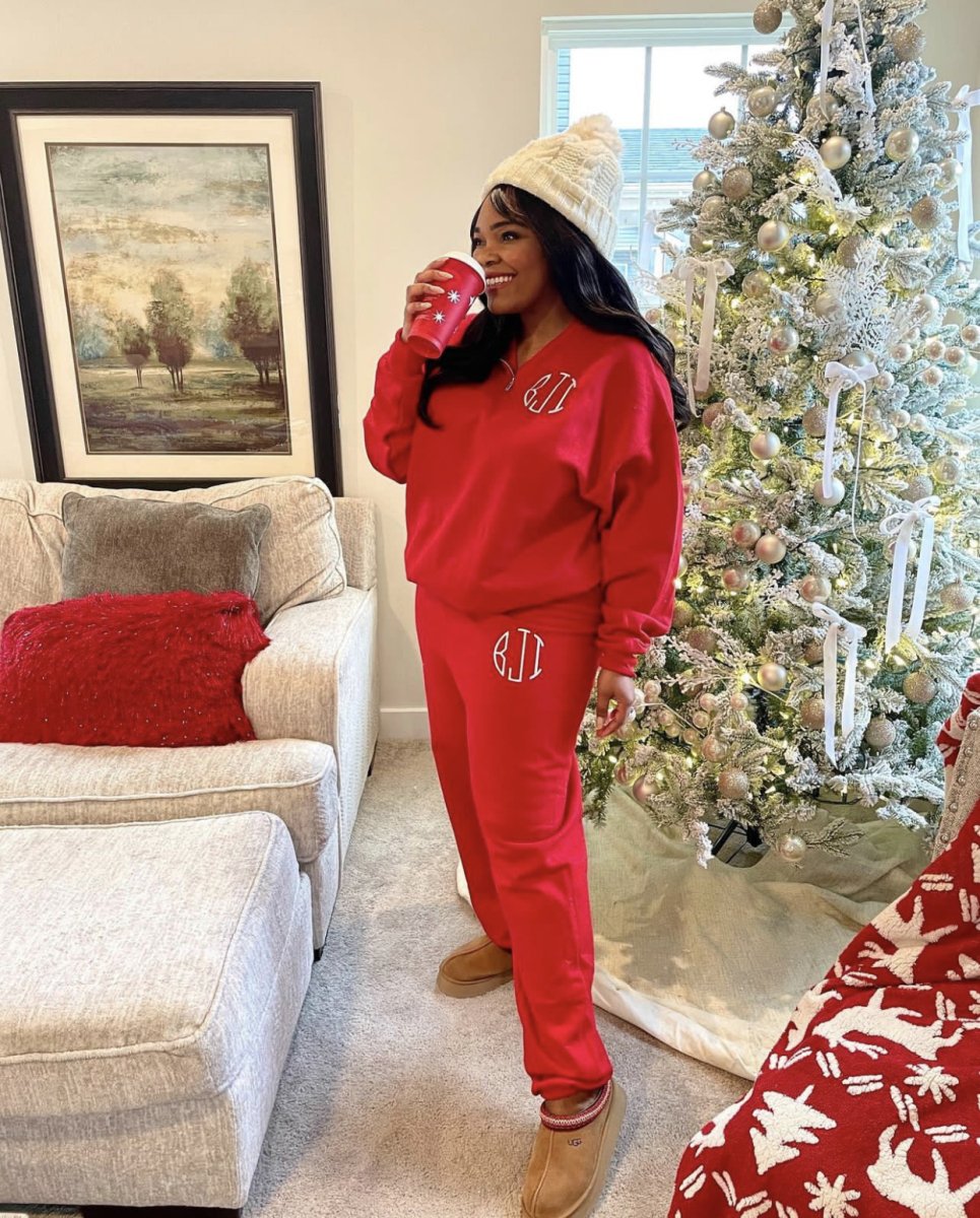 Monogrammed Quarter Zip Sweat Set