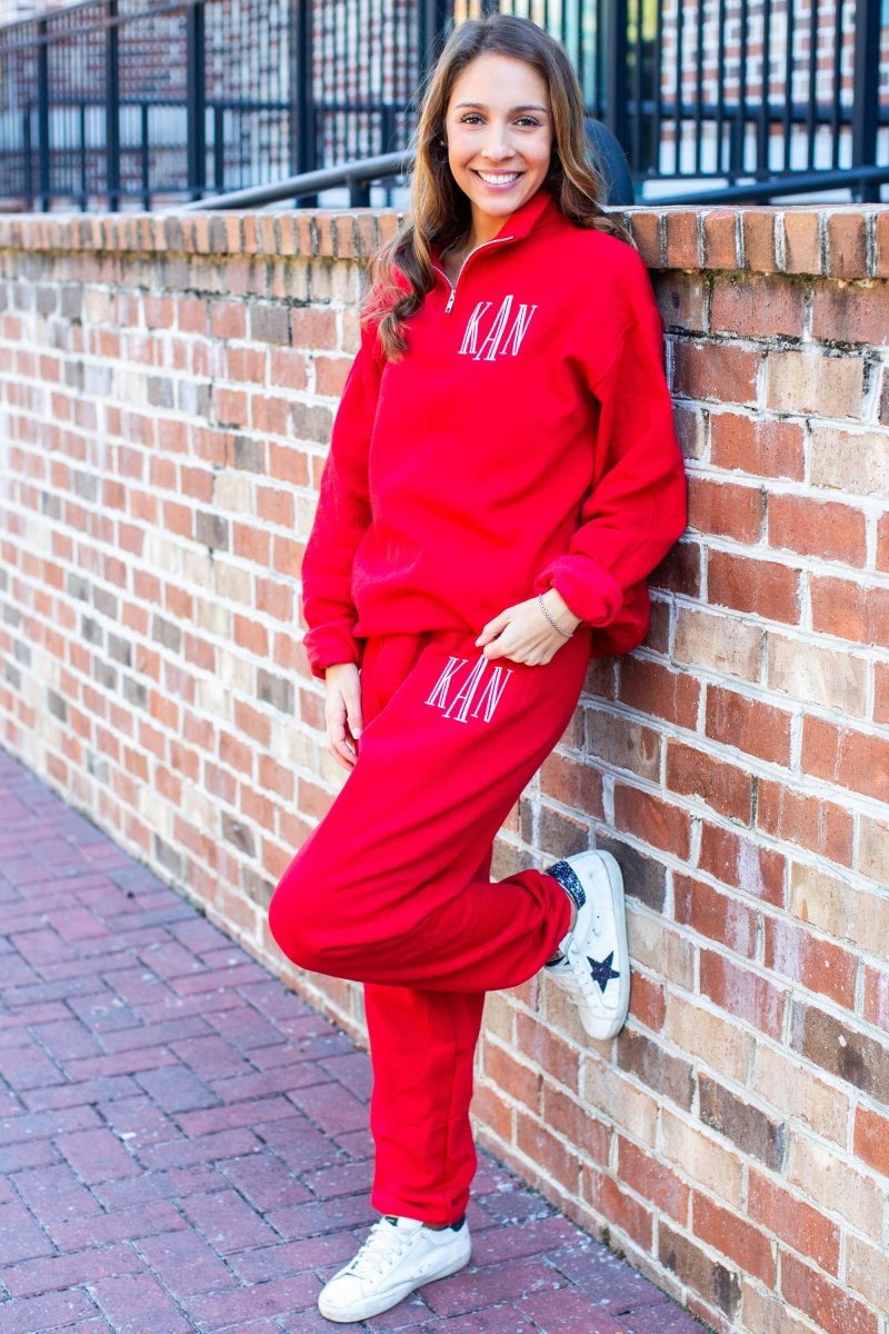 Monogrammed Quarter Zip Sweat Set