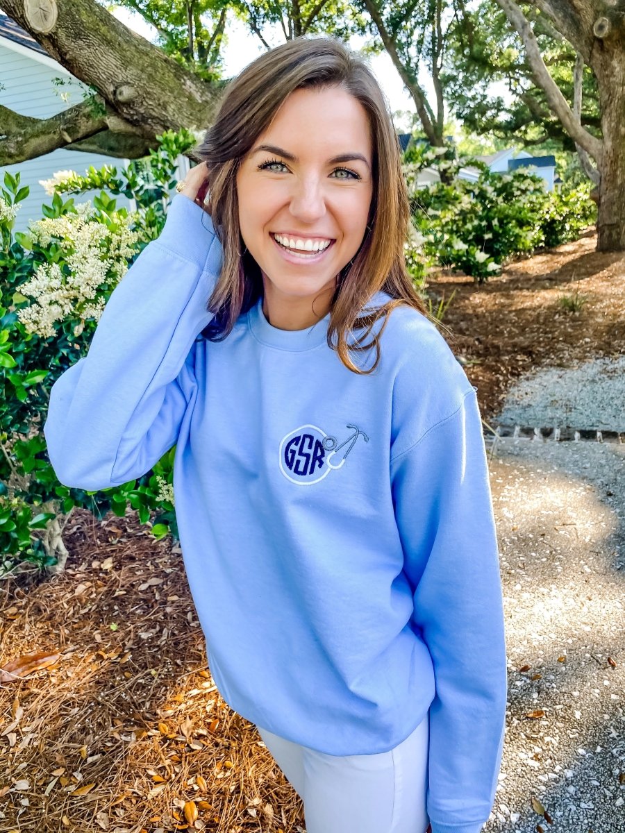 Monogrammed Stethoscope Crewneck Sweatshirt