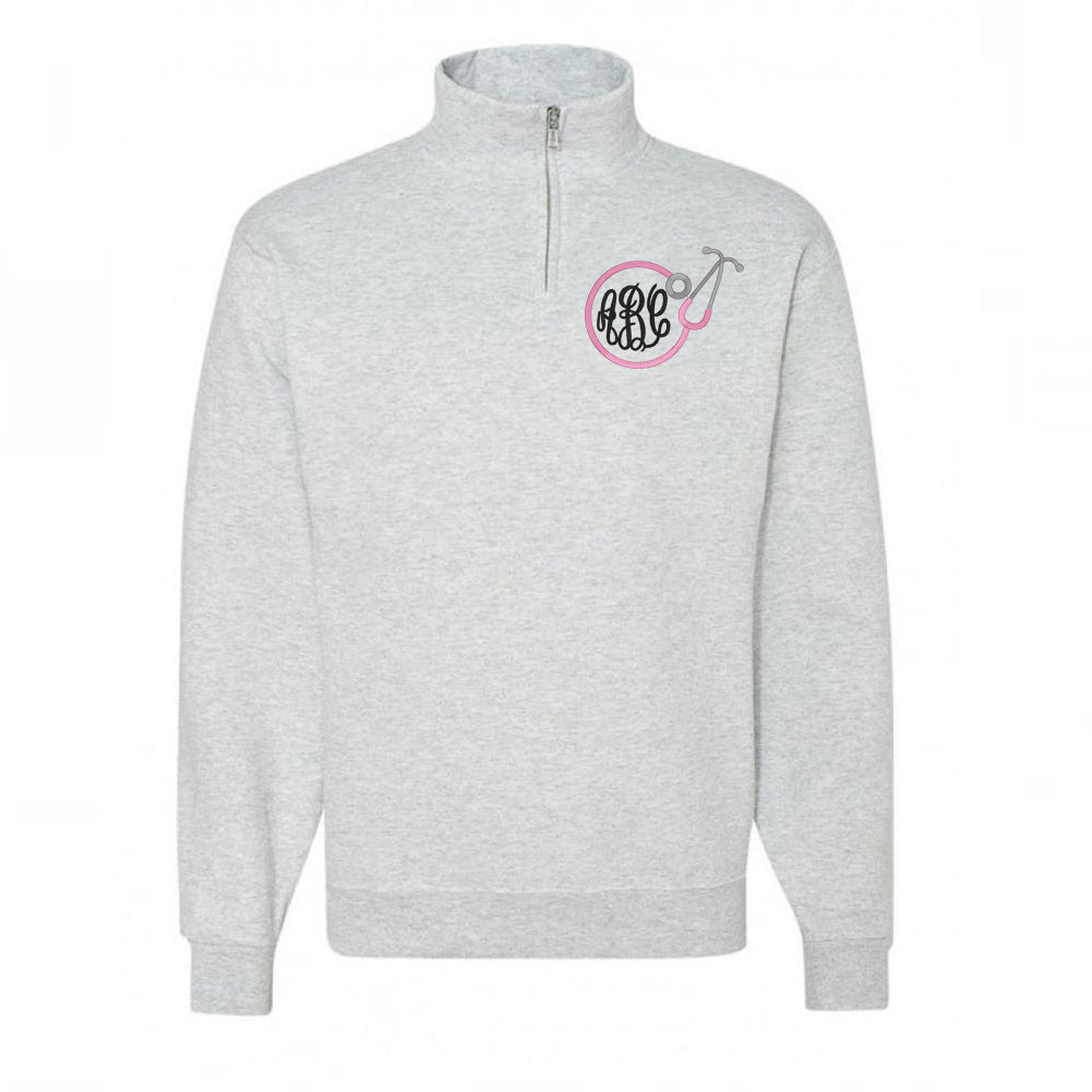 Monogrammed Stethoscope Quarter Zip Sweatshirt