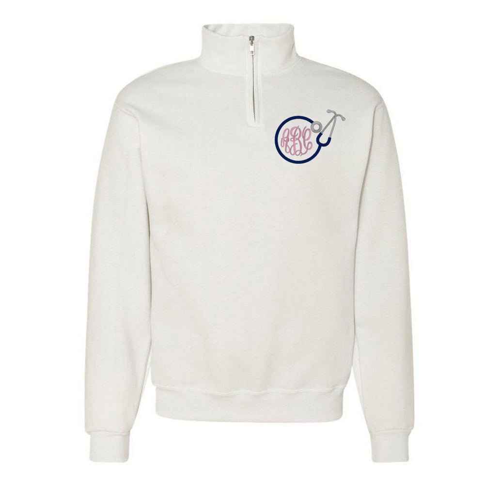 Monogrammed Stethoscope Quarter Zip Sweatshirt