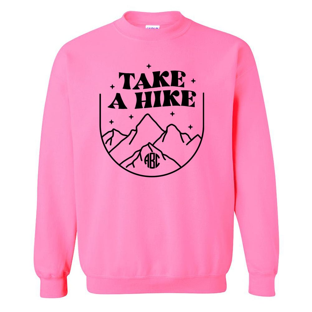 Monogrammed 'Take A Hike' Neon Crewneck Sweatshirt