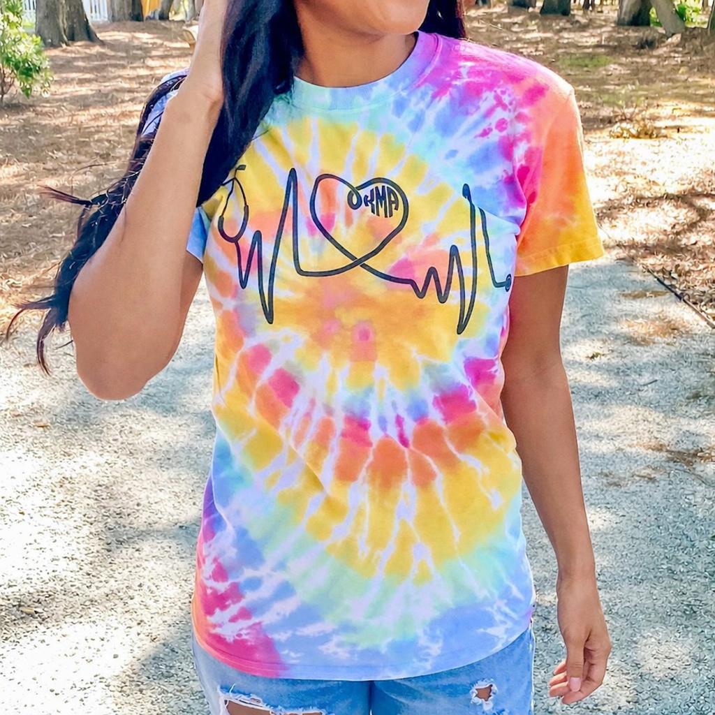 Monogrammed 'Tie Dye Heartbeat' T-Shirt