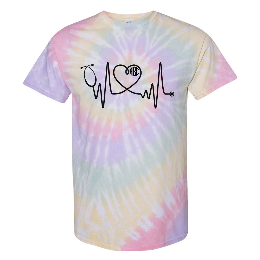 Monogrammed 'Tie Dye Heartbeat' T-Shirt