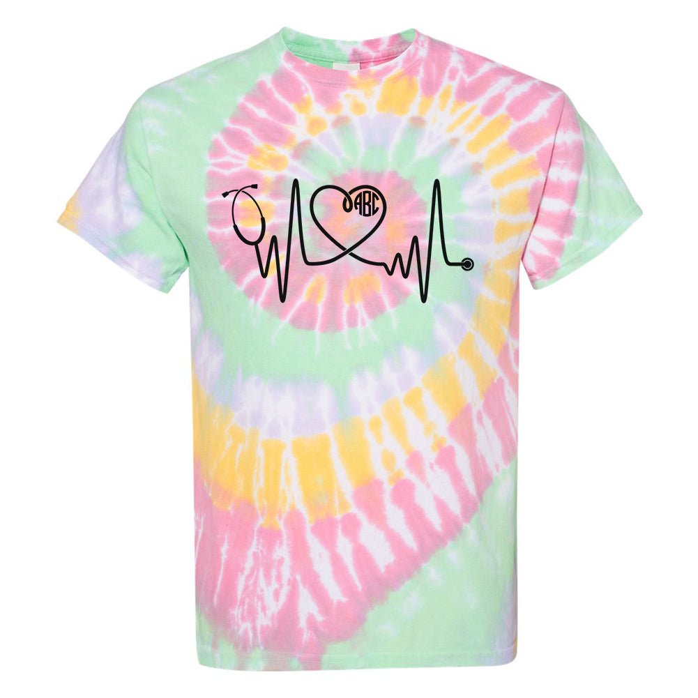 Monogrammed 'Tie Dye Heartbeat' T-Shirt