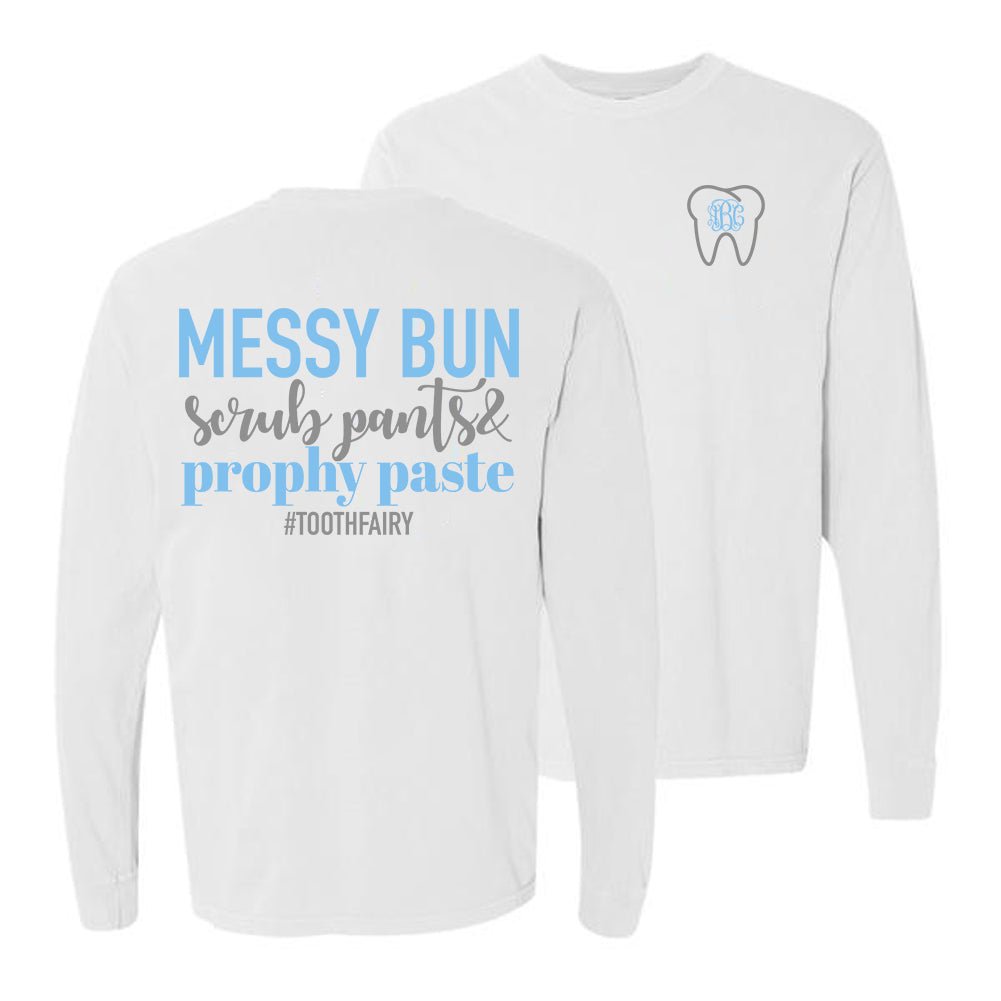 Monogrammed '#ToothFairy' Front & Back Long Sleeve T-Shirt