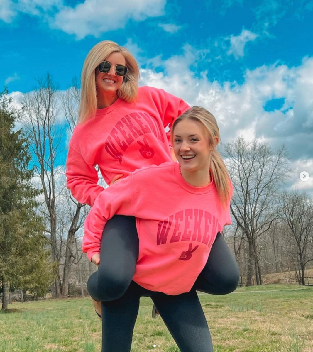 Monogrammed 'Weekend' Neon Crewneck Sweatshirt