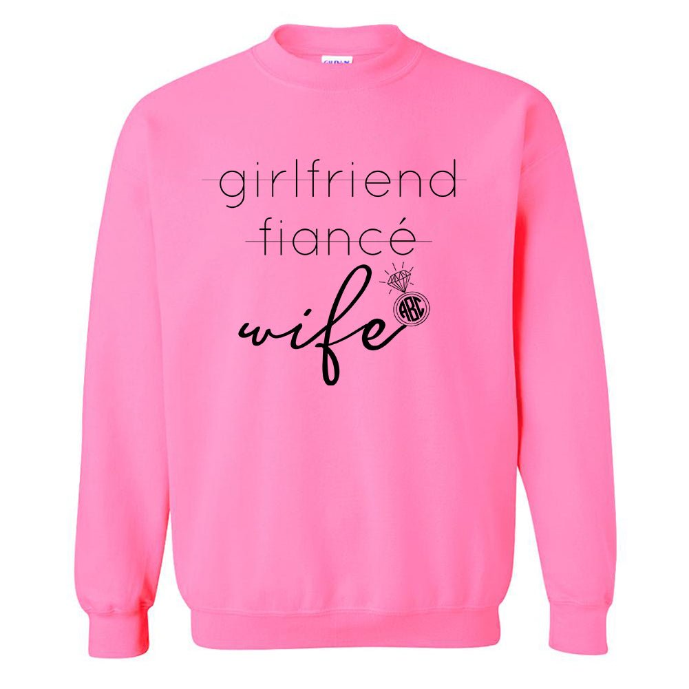 Monogrammed 'Wife' Neon Crewneck Sweatshirt