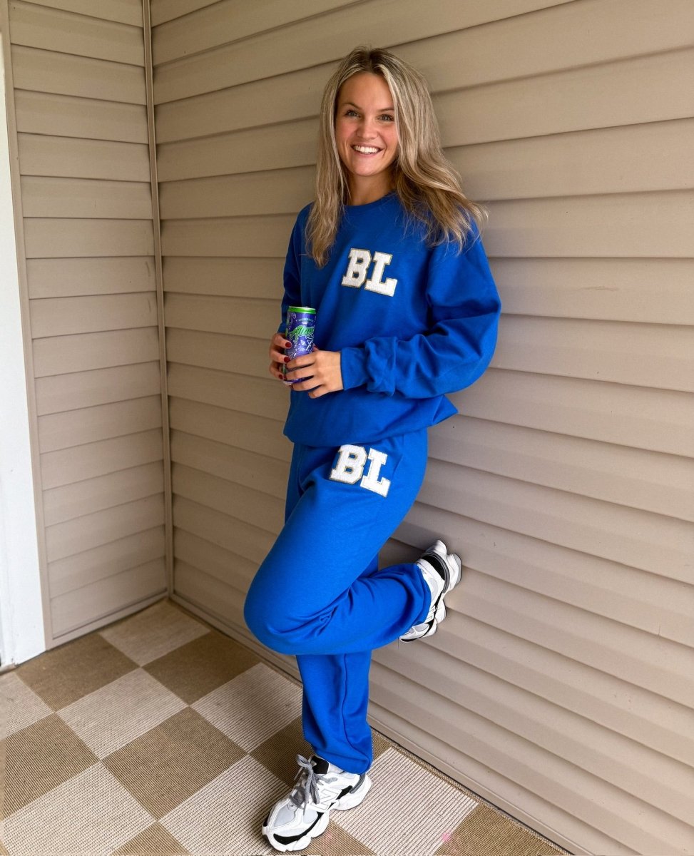 Initialed Letter Patch Sweat Set