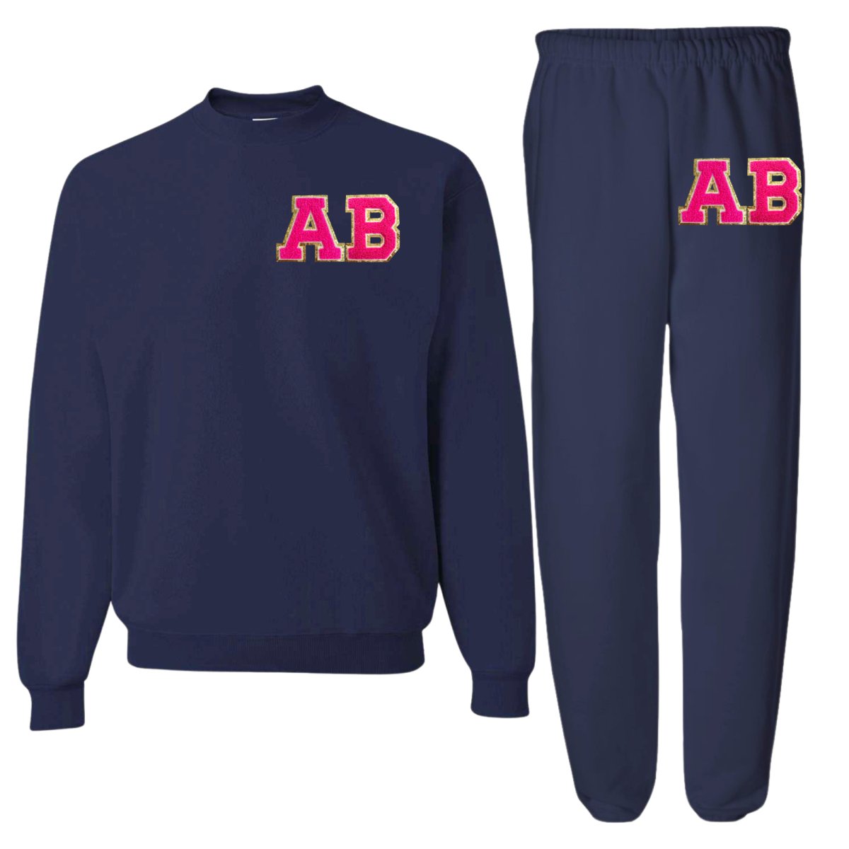 Initialed Letter Patch Sweat Set
