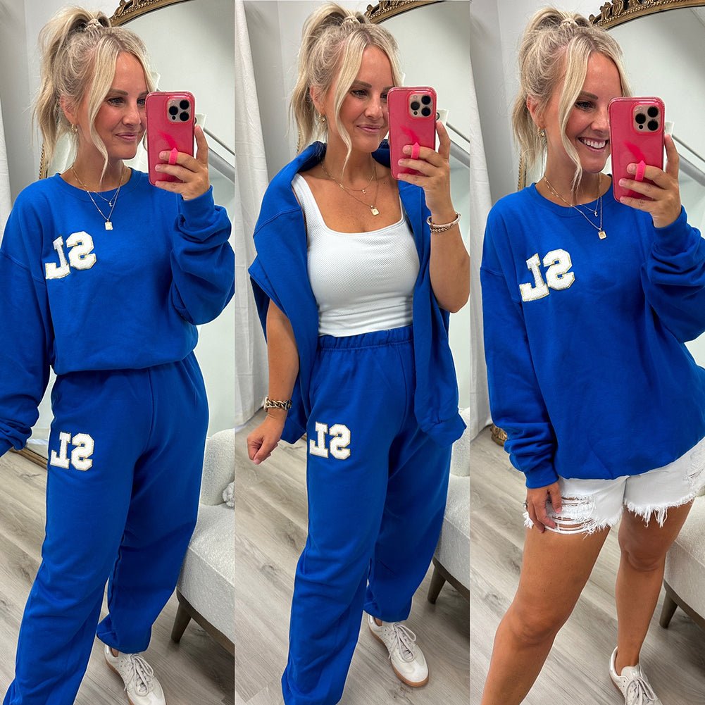 Initialed Letter Patch Sweat Set