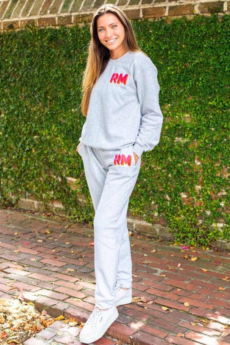 Personalized Shadow Block Initials Jogger Sweat Set