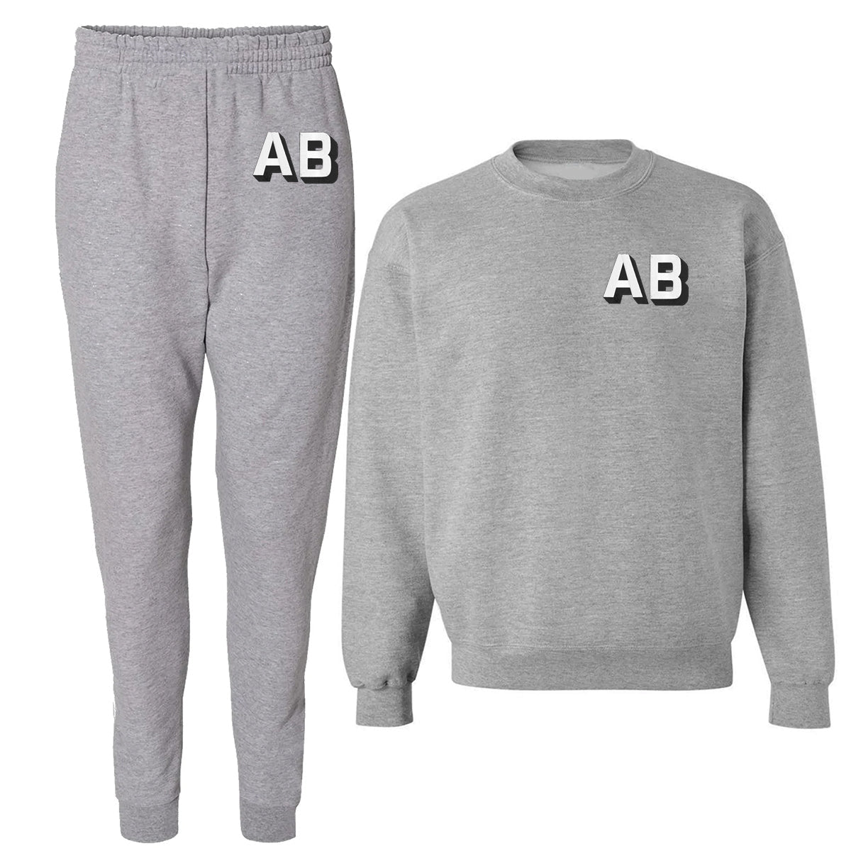 Personalized Shadow Block Initials Jogger Sweat Set