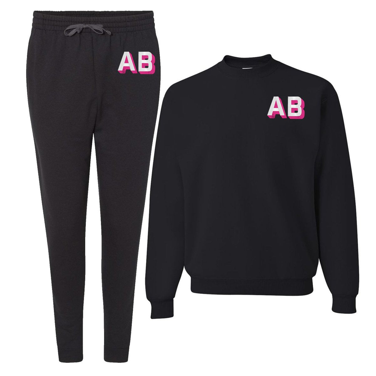 Personalized Shadow Block Initials Jogger Sweat Set