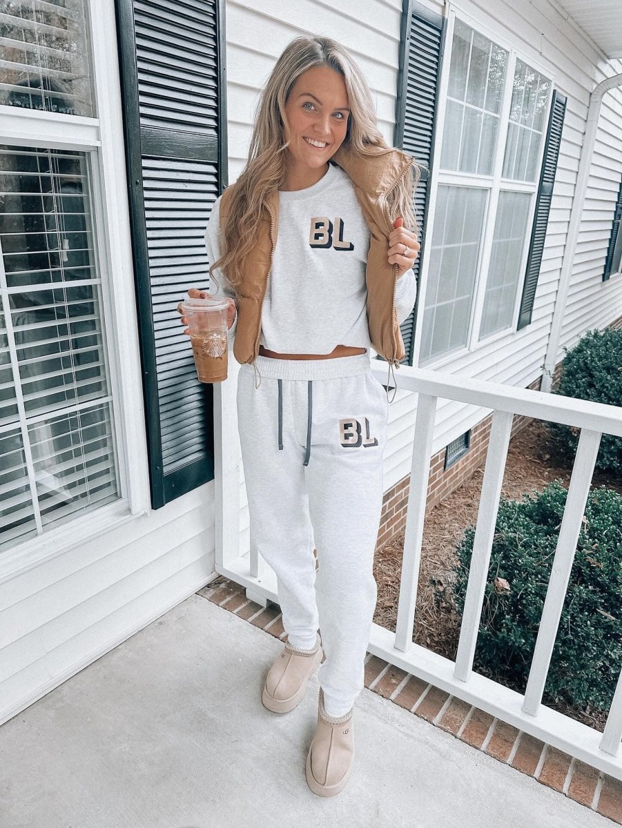 Personalized Shadow Block Initials Jogger Sweat Set