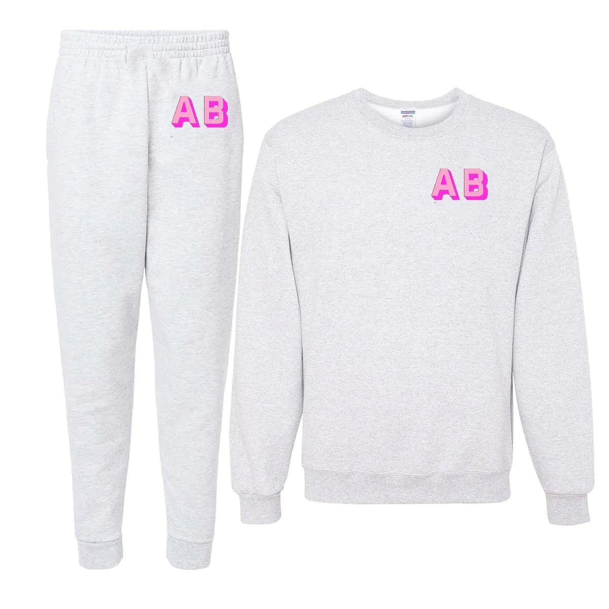 Personalized Shadow Block Initials Jogger Sweat Set